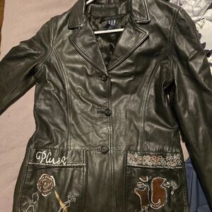 GAP Black Leather Women's Jacket